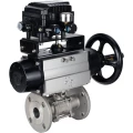 Изображение товара Кран шаровой DN.ru BV3232P(3pc)-FP-F-ISO-H Ду80 Ру40 фланцевый с ISO-фланцем, корпус - нержавеющая сталь 316, полнопроходной, уплотнение - PTFE, с пневмоприводом PA-DA-105-1, электропневматическим позиционером YT-1000RSN без обратной связи