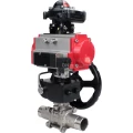 Изображение товара Кран шаровой DN.ru BV3131P(3pc)-FP-W-ISO-H LONG Ду125 Ру16 полнопроход., корпус - нерж.сталь 304, уплотнение - PTFE, под приварку, с пн.приводом PA-DA-130, пн.распределителем 4M310-08 AC220V, ручным дублером MON3-700-T38-ISO и БКВ APL-210N
