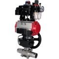 Изображение товара Кран шаровой DN.ru BV3131P(3pc)-FP-W-ISO-H LONG Ду150 Ру16 полнопроход., корпус - нерж.сталь 304, уплотнение - PTFE, под приварку, пн.привод PA-DA-140, пн.распределитель 4M310-08 AC220V, ручной дублер MON4-1200-T54-ISO, БКВ APL-410N EX и БПВ AFC2000