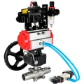 Изображение товара Кран шаровой DN.ru BV3131P(3pc)-FP-W-ISO-H LONG Ду100 Ру16 полнопроход., корпус - нерж.сталь 304, уплотнение - PTFE, под приварку, с пн.приводом PA-DA-105, пн.распределителем 4V320-08 AC220V, редуктором MON3-700-T38-ISO, БКВ APL-410N EX и БПВ AFC2000