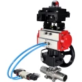 Изображение товара Кран шаровой DN.ru BV3131P(3pc)-FP-W-ISO-H LONG Ду100 Ру16 полнопроход., корпус - нерж.сталь 304, уплотнение - PTFE, под приварку, с пн.приводом PA-DA-105, пн.распределителем 4V320-10 AC220V, редуктором MON3-700-T38-ISO и БКВ APL-410N EX