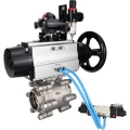 Изображение товара Кран шаровой DN.ru BV3232P(3pc)-FP-SW-ISO-H Ду100 Ру63 полнопроходной, корпус - нержавеющая сталь SS316, под приварку, с пневмоприводом PA-DA-105-1, пневмораспределителем 4V320-10 AC220V, БКВ APL-210N, БПВ AFC2000