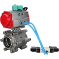 Изображение товара Кран шаровой DN.ru BV3232P(3pc)-FP-SW-ISO-H Ду100 Ру63 полнопроходной, корпус - нержавеющая сталь SS316, под приварку, с пневмоприводом PA-DA-105, пневмораспределителем 4V320-08 AC220V, магнитным переключателем ALS200D
