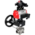 Изображение товара Кран шаровой DN.ru BV3232P(3pc)-FP-W-ISO-H WDVF Ду25 Ру63 полнопроходной, трехсоставной, нержавеющая сталь 316, PTFE, под приварку, с пневмоприводом PA-DA-052, пн.распределителем 4M310-08 AC220V, БКВ APL-210N, ручным дублером MON1-250-T26-ISO