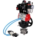 Изображение товара Кран шаровой DN.ru BV3232P(3pc)-FP-W-ISO-H WDVF Ду25 Ру63 полнопроходной, трехсоставной, нерж. сталь 316, PTFE, под приварку, с пн.приводом PA-DA-052, пн.распределителем 4V320-08 AC220V, БКВ APL-410N EX, руч. дублером MON1-250-T26-ISO, БПВ AFC2000