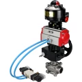 Изображение товара Кран шаровой DN.ru BV3232P(3pc)-FP-W-ISO-H WDVF Ду25 Ру63 полнопроходной, трехсоставной, нерж. сталь 316, PTFE, под приварку, с пневмоприводом PA-DA-052, пн.распределителем 4V320-10 AC220V, БКВ APL-510N EX, ручным дублером MON1-250-T26-ISO