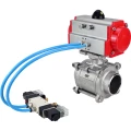 Изображение товара Кран шаровой DN.ru BV3232P(3pc)-FP-W-ISO-H WDVF Ду20 Ру63 полнопроходной, трехсоставной, корпус - нержавеющая сталь 316, уплотнение - PTFE, под приварку, с пневмоприводом PA-SA-065, пневмораспределителем 4V320-08 220В