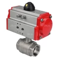Изображение товара Кран шаровой DN.ru BV3232P(2pc)-FP-T-ISO-H Ду50 Ру63 полнопроходной двухходовой, нержавеющая сталь 316, внутренняя резьба, уплотнение - PTFE, с пневмоприводом с возвратными пружинами PA-SA-105