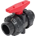Изображение товара Кран шаровой DN.ru BV4242E-FP-GRM-H Дн15 Ру10 полнопроходной, клеевой с разборным муфтовым соединением, корпус - UPVC (НПВХ), шар - UPVC (НПВХ), уплотнение - EPDM, с рукояткой