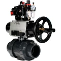 Изображение товара Кран шаровой DN.ru BV4242E-FP-GRM-ISO Дн32 Ру10 полнопроходной, корпус - НПВХ, шар - НПВХ, уплотнение - EPDM, с пневмоприводом PA-DA-105-1, пневмораспределителем 4M310-08 AC220V, БКВ APL-410N EX и БПВ AFC2000