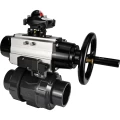 Изображение товара Кран шаровой DN.ru BV4242E-FP-GRM-ISO Дн32 Ру10 полнопроходной, корпус - НПВХ, шар - НПВХ, уплотнение - EPDM, с пневмоприводом PA-DA-105-1, пневмораспределителем 4M310-08 DC24V и БКВ APL-210N