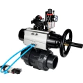 Изображение товара Кран шаровой DN.ru BV4242E-FP-GRM-ISO Дн32 Ру10 полнопроходной, корпус - НПВХ, шар - НПВХ, уплотнение - EPDM, с пневмоприводом PA-DA-105-1, пневмораспределителем 4V320-10 AC220V, БКВ APL-210N и БПВ AFC2000