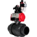 Изображение товара Кран шаровой DN.ru BV4242E-FP-GRM-ISO Дн100 Ру10 полнопроходной, корпус - НПВХ, шар - НПВХ, уплотнение - EPDM, с пневмоприводом PA-SA-083, пневмораспределителем 4M310-08 AC220V, БКВ APL-210N и БПВ AFC2000