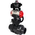 Изображение товара Кран шаровой DN.ru BV4242E-FP-GRM-ISO Дн65 Ру10 полнопроходной, корпус - НПВХ, шар - НПВХ, уплотнение - EPDM, с пневмоприводом PA-DA-065, пневмораспределителем 4M310-08 AC220V, ручным дублером MON1-250-T26-ISO и БКВ APL-410N EX