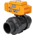 Изображение товара Кран шаровой DN.ru BV4242E-FP-GRM-ISO Дн40 Ру10 полнопроходной, корпус - НПВХ, шар - НПВХ, уплотнение - EPDM, с электроприводом DN.ru QT-N-005EM-A1-24VDC-У1 HARK c датчиком обратной связи и входным управляющим сигналом 4-20мА