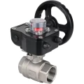 Изображение товара Кран шаровой DN.ru BV3232P(2pc)-FP-T-ISO-H 3/8″ Ду10 Ру63 полнопроходной двухходовой, нержавеющая сталь SS316, внутренняя резьба, уплотнение - PTFE, с редуктором DN.ru HGB RQN1-180Z