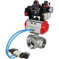 Изображение товара Кран шаровой DN.ru BV3232P(4pc)-SP-3WL-T-ISO-H Ду65 Ру40, стандартнопроходной, четырехсоставной, нержавеющая сталь 316, PTFE, внутренняя резьба, с пневмоприводом PA-DA-083, пневмораспределителем 4V320-10 AC220V, БКВ APL-410N Ex, БПВ AFC2000