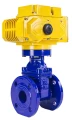 Изображение товара Задвижка клиновая 30ч939р (аналог МЗВ) DN.ru GVWN1414E-2W-F Ду50 Ру16 двусторонняя, фланцевая, клин - обрезиненный, шпиндель - невыдвижной, корпус - чугун, уплотнение - EPDM, с электроприводом DN.ru MT-N-005EM-O1-380VAC-У1 380В, цвет - синий