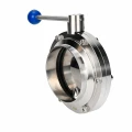 Изображение товара Затвор дисковый поворотный DN.ru WBV3131E-2W-W-H Ду125 Ру10, пищевая нержавеющая сталь 304, уплотнение - EPDM, под приварку, с рукояткой