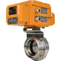 Изображение товара Затвор дисковый поворотный DN.ru WBV3131E-2W-T-H Ду65 Ру10 резьбовой, корпус - пищевая нержавеющая сталь 304, уплотнение - EPDM, с электроприводом QT-N-005EM-A1-220VAC-У1 c датчиком обратной связи и входным управляющим сигналом 4-20мА HARK