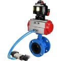 Изображение товара Затвор дисковый поворотный DN.ru WBV1313E-2W-F-H Ду80 Ру16 фланцевый, корпус - чугун GGG40, диск - чугун GGG40, уплотнение - EPDM, с пневмоприводом DN.ru PA-DA-105, пневмораспределителем DN.ru 4V320-08 AC220V и БКВ DN.ru APL-510N EX
