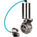 Изображение товара Затвор дисковый поворотный кламповый DN.ru WBV3131E-2W-C-H Ду15 Ру10 корпус - пищевая нержавеющая сталь 304, уплотнение – EPDM, с пневмоприводом DN.ru PA-SA-85 и пневмораспределителем DN.ru 4V320-10 220В