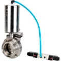 Изображение товара Затвор дисковый поворотный DN.ru WBV3131E-2W-T-H Ду32 Ру10 резьбовой, пищевая нержавеющая сталь 304, уплотнение – EPDM, с пневмоприводом DN.ru PA-SA-85 и пневмораспределителем DN.ru 4V320-08 220В