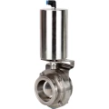 Изображение товара Затвор дисковый поворотный кламповый DN.ru WBV3131S-2W-C-H Ду100 Ру10 корпус - пищевая нержавеющая сталь 304, уплотнение – Silicon, с пневмоприводом DN.ru PA-SA-85 с возвратными пружинами
