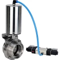 Изображение товара Затвор дисковый поворотный DN.ru WBV3131S-2W-T-H Ду32 Ру10 резьбовой, пищевая нержавеющая сталь 304, уплотнение – Silicon, с пневмоприводом DN.ru PA-SA-85 и пневмораспределителем DN.ru 4V320-10 220В