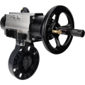 Изображение товара Затвор дисковый поворотный DN.ru WBV4242E-2W-Fb-ISO Дн50 Ру10 межфланцевый, корпус - НПВХ, диск - НПВХ, уплотнение - EPDM, с пневмоприводом PA-DA-105-1 и пневмораспределителем 4M310-08 DC24V