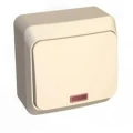 Изображение товара Выключатель одноклавишный Systeme Electric Этюд наружный, с подсветкой, номинальный ток - 10 А, степень защиты IP20, цвет - крем
