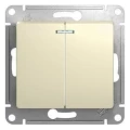 Изображение товара Выключатель двухклавишный Systeme Electric Glossa скрытой установки, с подсветкой, номинальный ток - 10 А, степень защиты IP20, цвет - бежевый