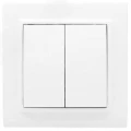 Изображение товара Выключатель двухклавишный EKF Минск скрытой установки в сборе, номинальный ток - 10 А, степень защиты IP20, цвет - белый