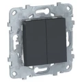 Изображение товара Выключатель двухклавишный Systeme Electric UNICA NEW антрацит 10А IP21