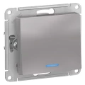 Изображение товара Выключатель одноклавишный Systeme Electric AtlasDesign скрытой установки с подсветкой, номинальный ток - 10 А, степень защиты IP20, цвет - алюминий