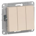 Изображение товара Выключатель трехклавишный Systeme Electric AtlasDesign скрытой установки, номинальный ток - 10 А, степень защиты IP20, цвет - бежевый