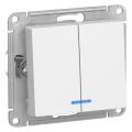 Изображение товара Двухклавишный выключатель Systeme Electric AtlasDesign с подсветкой IP20 для внутренней установки