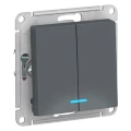 Изображение товара Двухклавишный выключатель Systeme Electric AtlasDesign с подсветкой IP20 220В