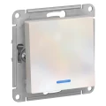Изображение товара Выключатель одноклавишный Systeme Electric AtlasDesign скрытой установки, с подсветкой, номинальный ток - 10 А, степень защиты IP20, цвет - жемчуг