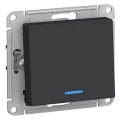 Изображение товара Выключатель одноклавишный Systeme Electric AtlasDesign скрытой установки с подсветкой IP20 карбон