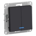 Изображение товара Двухклавишный выключатель Systeme Electric AtlasDesign скрытой установки с подсветкой 10 А IP20