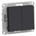 Изображение товара Выключатель двухклавишный Systeme Electric AtlasDesign скрытой установки, номинальный ток - 10 А, степень защиты IP20, цвет - карбон