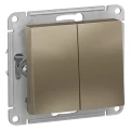 Изображение товара Выключатель двухклавишный Systeme Electric AtlasDesign скрытой установки 10 А IP20 шампань