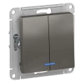 Изображение товара Двухклавишный скрытый выключатель Systeme Electric AtlasDesign с подсветкой 10А сталь