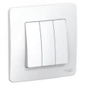 Изображение товара Выключатель трехклавишный Systeme Electric BLANCA скрытой установки с изолирующей пластиной, номинальный ток - 10 А, степень защиты IP20, цвет - белый