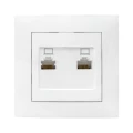 Изображение товара Розетка EKF Валенсия компьютерная RJ45 2-местная IP20 корпус - поликарбонат, цвет - белый