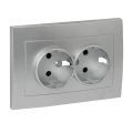 Изображение товара Лицевая панель розетки двухместной EKF Валенсия со шторками и заземлением IP20