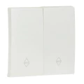 Изображение товара Лицевая панель выключателя проходного двухклавишного EKF Валенсия встраиваемая, корпус - поликарбонат, степень защиты IP20, цвет - жемчуг