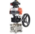 Изображение товара Кран шаровой ABRA BV11 Ду8 Ру40 нержавеющий, полнопроходной, резьбовой с пневмоприводом DN.ru DA-065, пневмораспределителем 4М310-08 24В NAMUR, БКВ APL-210N и ручным дублером HDM-1