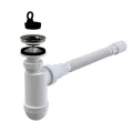 Изображение товара Сифон для умывальника Alca Plast A41+A710 1 1/4″x40 бутылочный, с гофрой 40х40 мм, литой выпуск с нержавеющей решеткой диаметром 63 мм